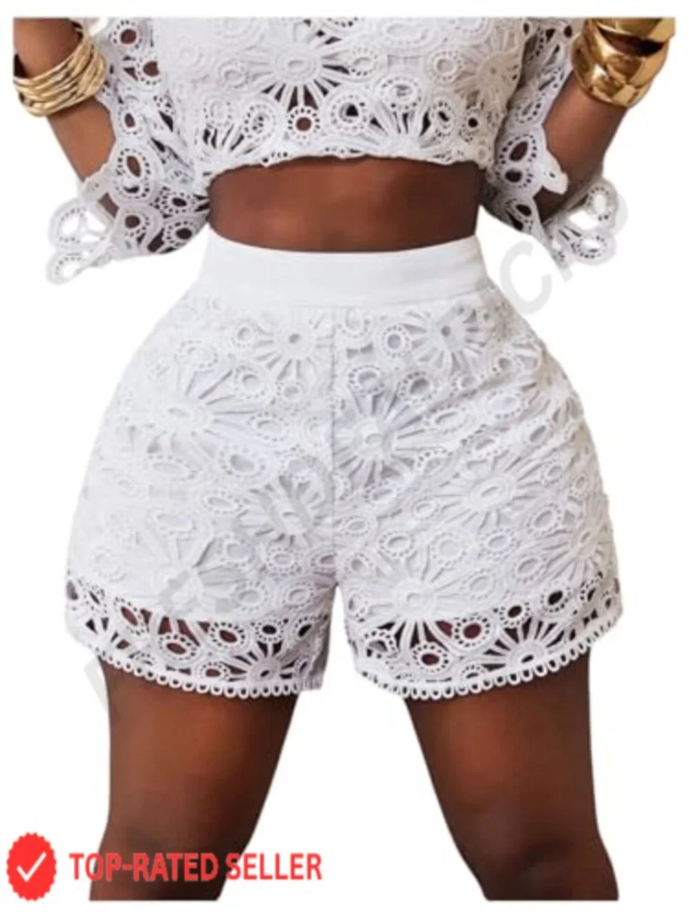 Crochet Hollow Out High Waisted Mini Shorts Lightweight Summer Beach